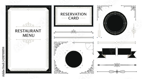 Restaurant Menu & Reservation Card Design Elements Isolated
