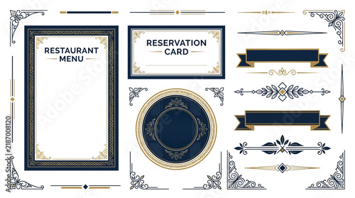 Restaurant Menu and Reservation Card Design Elements