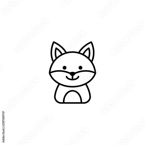 Cute Fox Icon - Minimalist Line Art Vector Illustration
