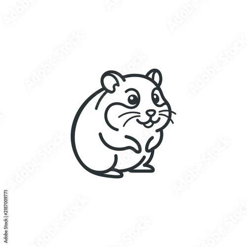 Cute Hamster Line Art Icon - Vector Illustration