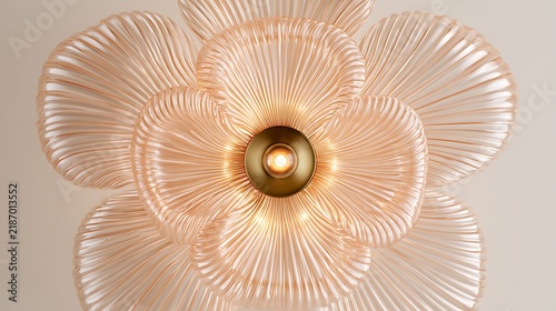 Elegant ceiling light fixture with layered glass flower design and warm illumination