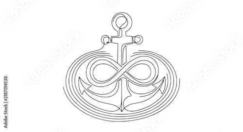Infinity Anchor Symbol Isolated Single Line Art