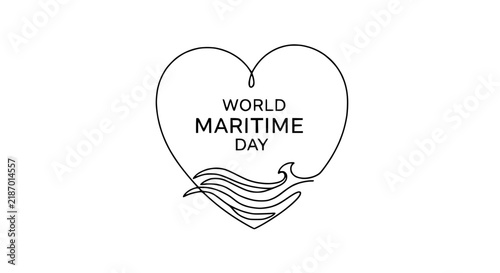 World Maritime Day heart logo with wave and bird outline, isolated