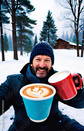 man drinking coffee