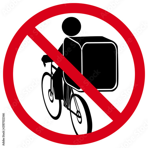No Food Delivery Bicycles Prohibition Sign Vector Icon