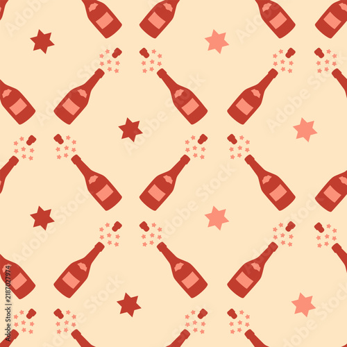 Popping champagne bottles seamless celebration pattern