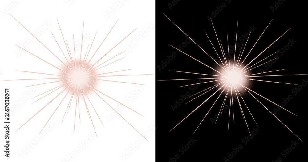 Fototapeta premium Glowing starburst light effect with radiating rays isolated on transparent background