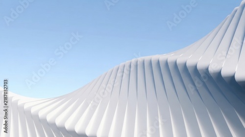 Abstract Blue Lines Background with Soft White Clouds, Winter Sky and Minimalist Landscape Texture for Modern Design