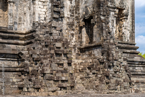 Fotografía Architectural collection of Candi Kalasan stone temple structure and reliefs und