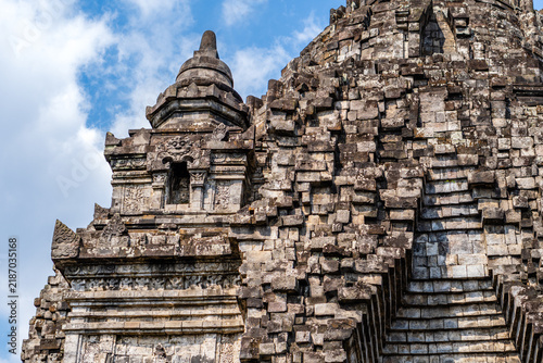 Quadro su tela Architectural collection of Candi Kalasan stone temple structure and reliefs und