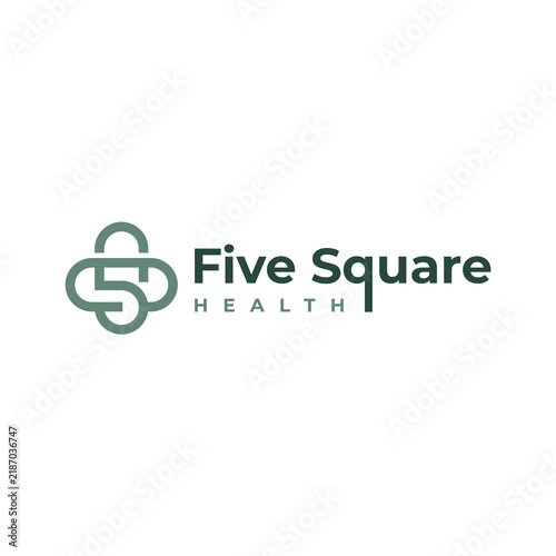 simple and modern number 5 health logo design template elements