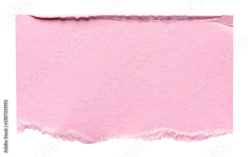 Isolated cut out piece of torn pink paper with creases and copy space for text, design element background