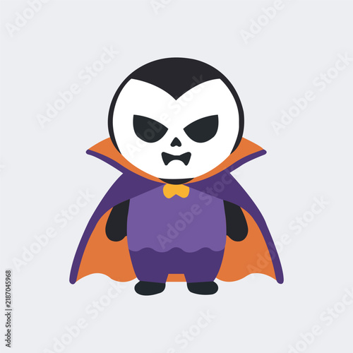 Foto Cute kawaii vampire character in a purple and orange cape vector illustration