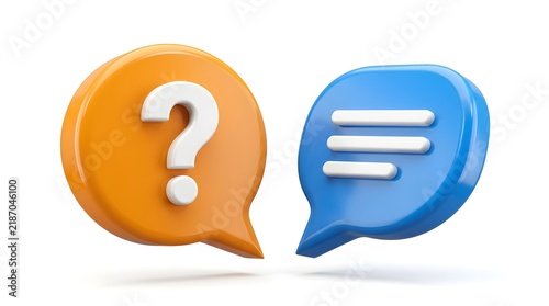 Bright Orange Question Bubble Beside Blue Message Bubble