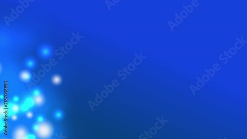 Abstract Blue Background with Glowing White Bokeh Light Particles Floating Across Screen