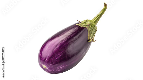 Fresh whole organic purple eggplant aubergine cooking vegetable isolated on transparent background