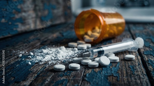 Healthcare danger and addiction illustrated by the fentanyl opioid crisis and the urgent need for support and intervention.