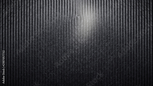 Quadro su tela Dense fine carbon fiber twill weave texture background, tightly packed black com