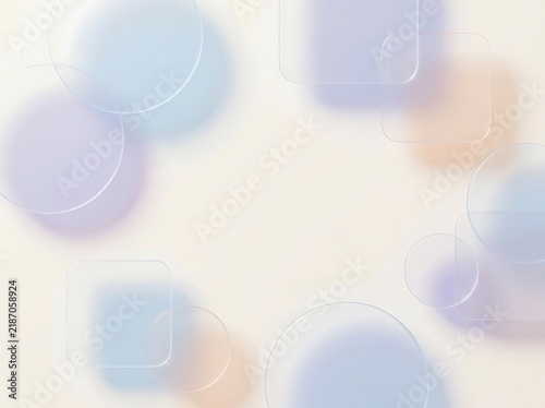 Glassmorphism abstract background with translucent geometric shapes in pastel colors