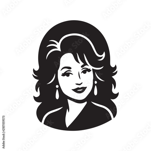 Classic Retro Woman Portrait Vector Illustration. Pop Art Icon in Black and White.