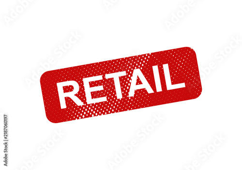 Red retail stamp with crosshatch pattern illustration