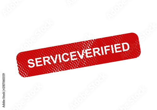Red service verified badge with bold text illustration