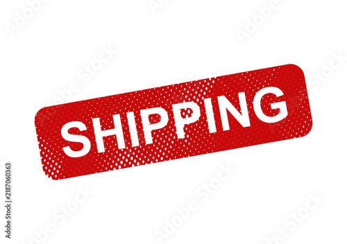 Red shipping stamp or badge with text illustration