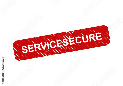 Red service secure badge with bold text illustration
