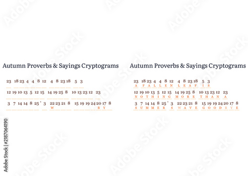 Canvastavla Autumn proverbs and sayings cryptograms in a dual format
