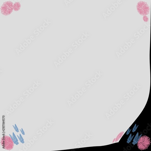 Cuadro en lienzo Hand-drawn pink flower and butterfly border sentimental memo frame illustration