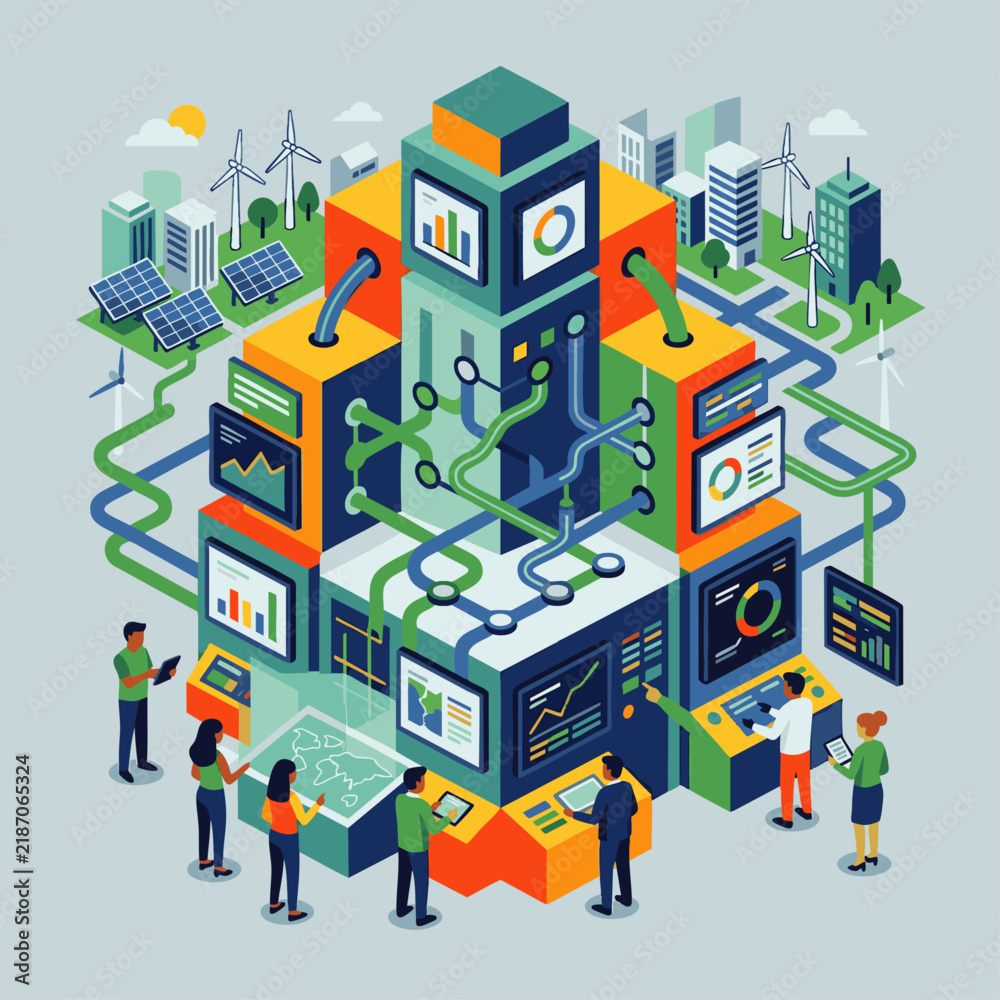 Obraz premium Dynamic interconnected digital fortress with collaborative IT consultants shaking hands, illustrating cybersecurity solutions, corporate partnerships, and modern office security restoration