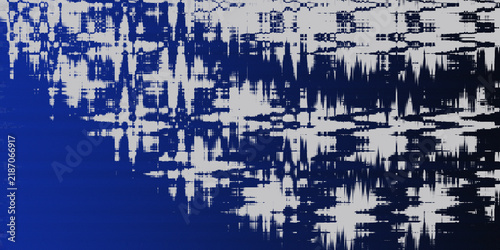 Abstract Blue and White Digital Glitch Noise Texture Background