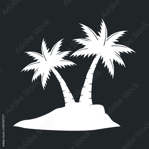 concept with summer beach with palm trees, ocean and sunset beach summer illustration template