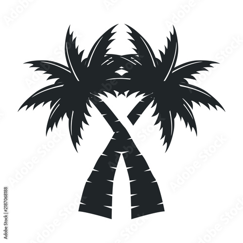 concept with summer beach with palm trees, ocean and sunset beach summer illustration template