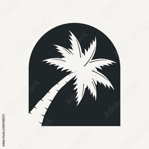 concept with summer beach with palm trees, ocean and sunset beach summer illustration template