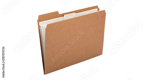 Blank classic brown manila paper file folder office document template isolated on transparent background
