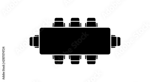 Top view of conference table with eight chairs isolated icon for business meeting layout