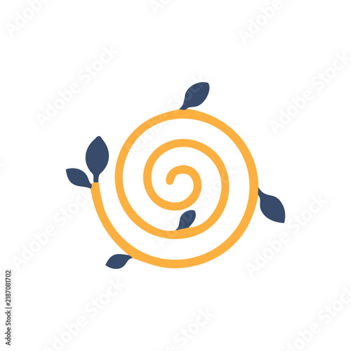 Abstract Spiral Vine Branch with Leaves Icon