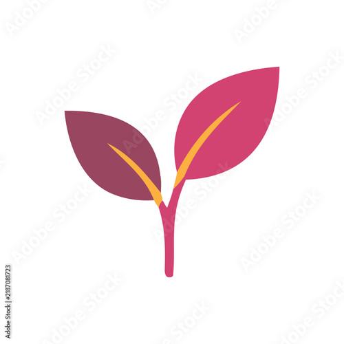 Two Pink Leaves Plant Sprout Vector Icon
