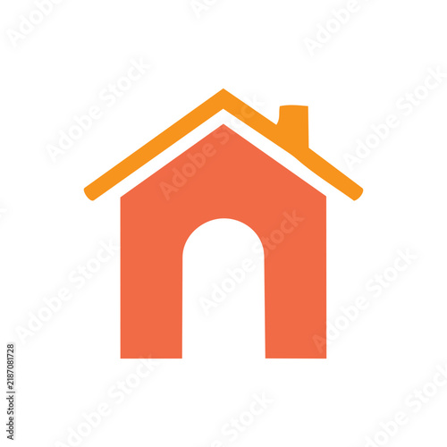 Simple Orange House Silhouette Vector Icon
