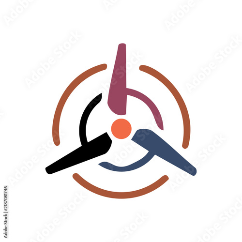 Abstract Wind Turbine Rotor Blades Vector Icon