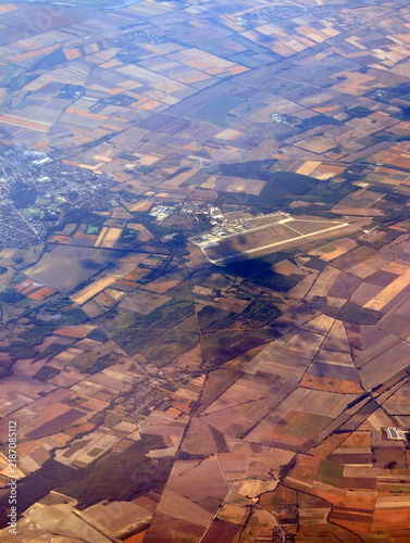 Transdanubian Aerial Patchwork Fields Airfield Villages