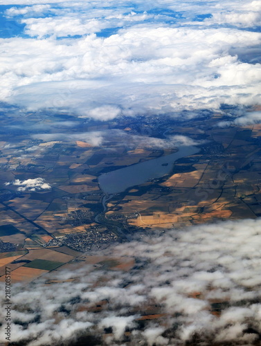Aerial Perspective Danube River Slovak Countryside