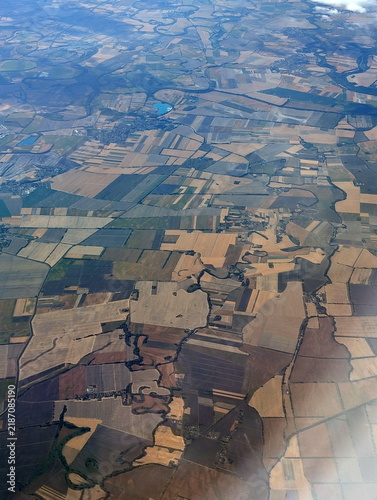 Slovakian Agricultural Landscape Aerial River Patterns