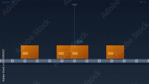 Smart automated logistics conveyor belt scanning cardboard boxes