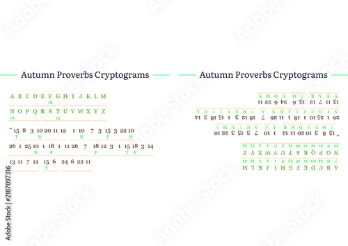 Photography Autumn proverbs cryptograms with letters and number keys