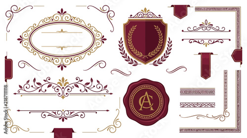 Elegant Vintage Ornaments, Seals, Borders & Frames - Isolated