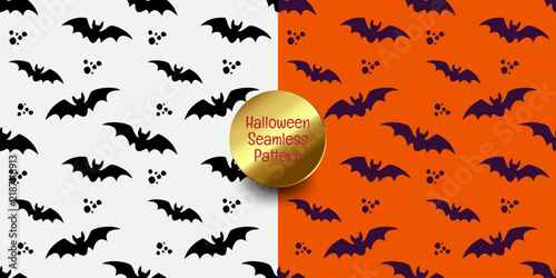 Cute Spooky Flying Bats Seamless Pattern Background