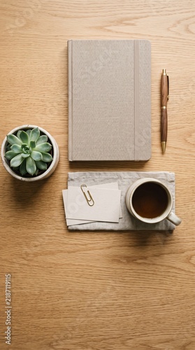 Digital detox desk setup flat lay