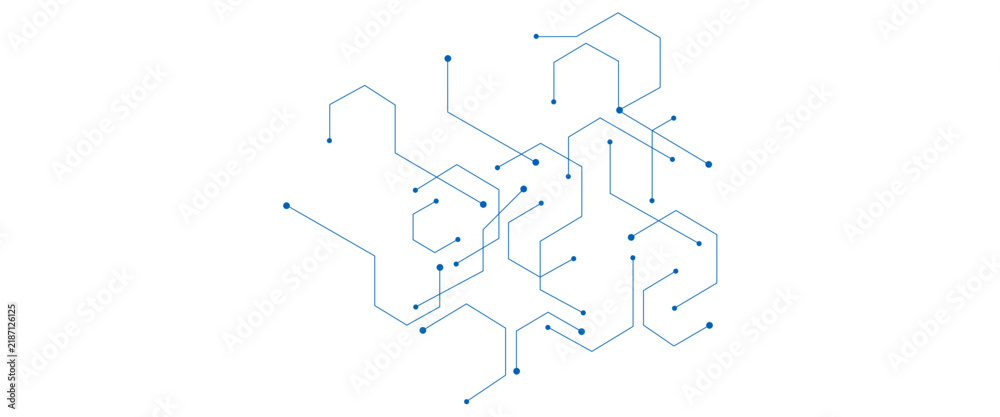 Obraz premium Vector hexagons pattern geometric simple hexagonal line and dot elements medical technology illustration background